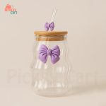 Butterfly Bow Glass Jar with Lid & Straw – Trendy Tumbler Cup