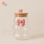 Butterfly Bow Glass with Lid & Straw