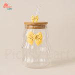 Butterfly Bow Glass Jar with Lid & Straw – Trendy Tumbler Cup